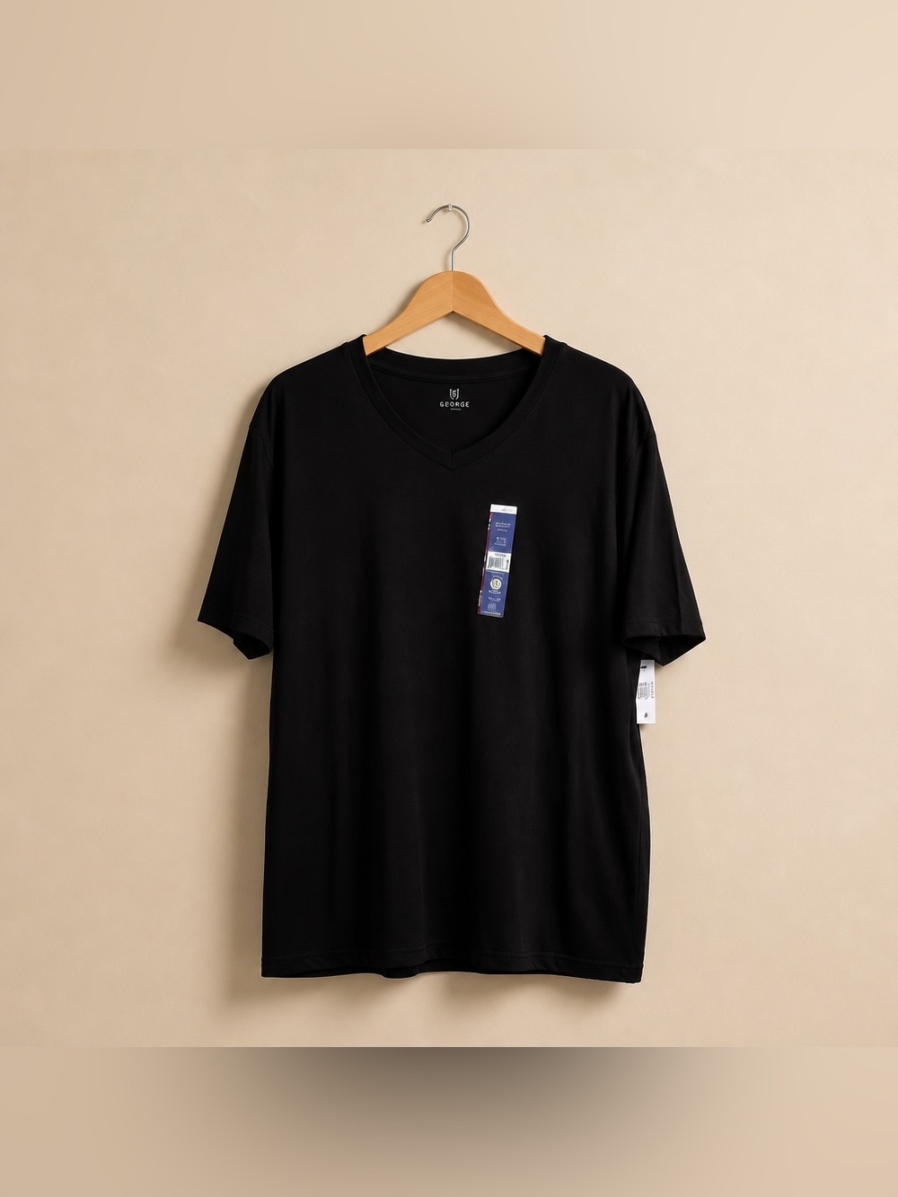 George 2XL (50-52) Moisture Wicking V-neck Polyester Cotton Tee